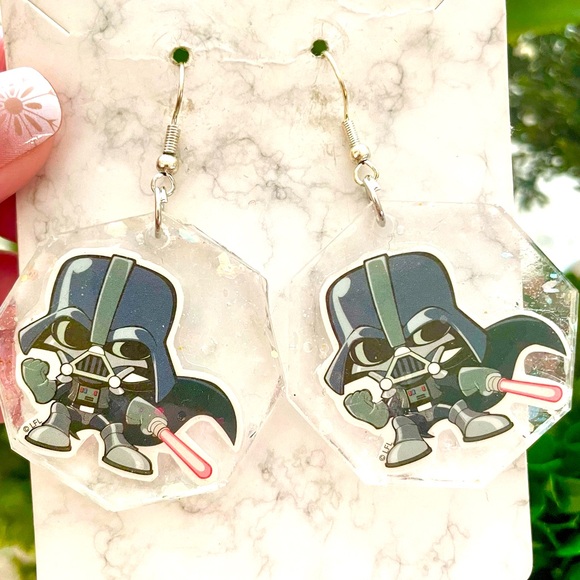 Darth Vader Acrylic Earrings - Picture 1 of 4